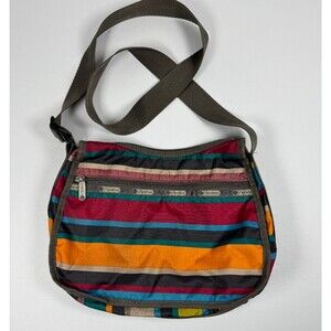 LeSportsac‎ Deluxe Everyday Bag Multicolor Striped Crossbody Adjustable Travel
